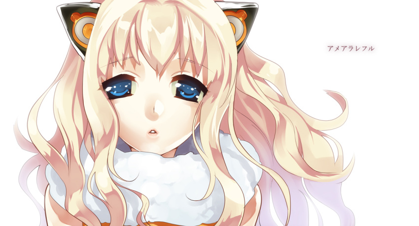 animal_ears blonde_hair blue_eyes commentary_request female hebino_rai long_hair portrait seeu simple_background solo vocaloid