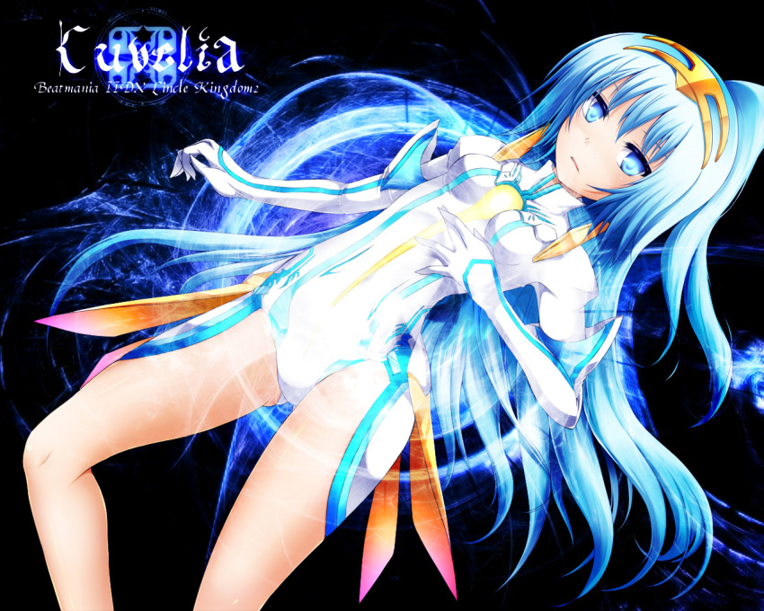 beatmania_iidx blue_eyes blue_hair commentary_request cuvelia female leotard long_hair shimo_(depthbomb) solo