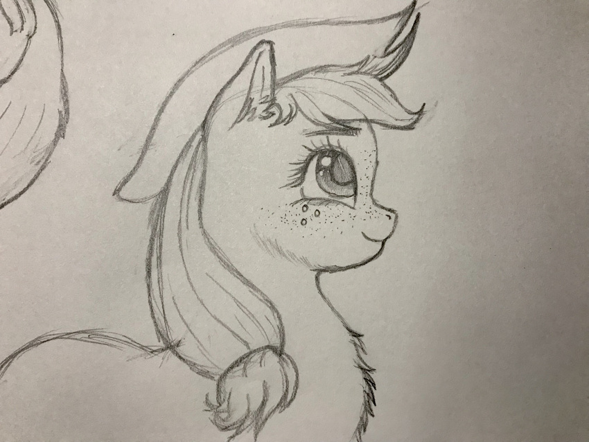 absurd_res applejack_(mlp) female feral friendship_is_magic graphite_(artwork) hasbro hi_res my_little_pony pencil_(artwork) sketch_page solo traditional_media_(artwork)