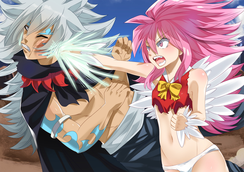 acnologia blush fairy_tail open_mouth panties pink_hair wendy_marvell