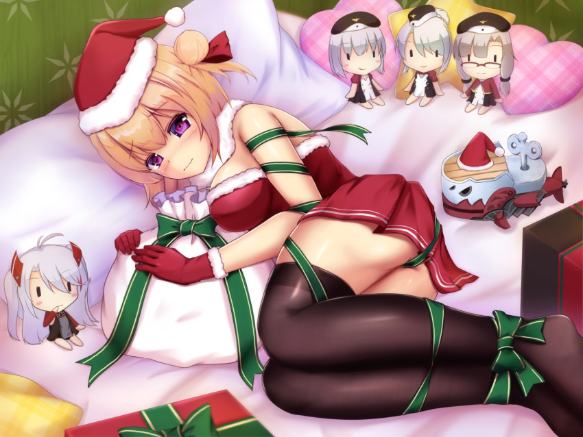 :q antenna_hair ass azur_lane bai_da bare_shoulders bed black_thighhighs blonde_hair blunt_bangs blush blush_stickers bondage bondage bound box braid braided_bun breasts character_doll christmas cleavage commentary_request cross dress female fur-trimmed_dress fur-trimmed_gloves fur-trimmed_headwear fur_collar fur_trim gift gift_box glasses gloves green_ribbons grey_hair hair_bun hat heart heart-shaped_pillow highres hugging_object iron_cross karlsruhe_(azur_lane) koeln_(azur_lane) koenigsberg_(azur_lane) large_breasts leipzig_(azur_lane) long_hair looking_at_viewer low_twintails lying medium_hair military_hat mole mole_under_eye multicolored_hair no_shoes nose_blush on_bed on_side pillow pleated_skirt prinz_eugen_(azur_lane) purple_eyes red_dress red_gloves red_headwear ribbon sack santa_costume santa_hat short_hair sidelocks single_hair_bun skirt star-shaped_pillow strapless strapless_dress streaked_hair swept_bangs thighhighs tongue tongue_out toy twintails two_side_up wall wavy_mouth zettai_ryouiki |_|