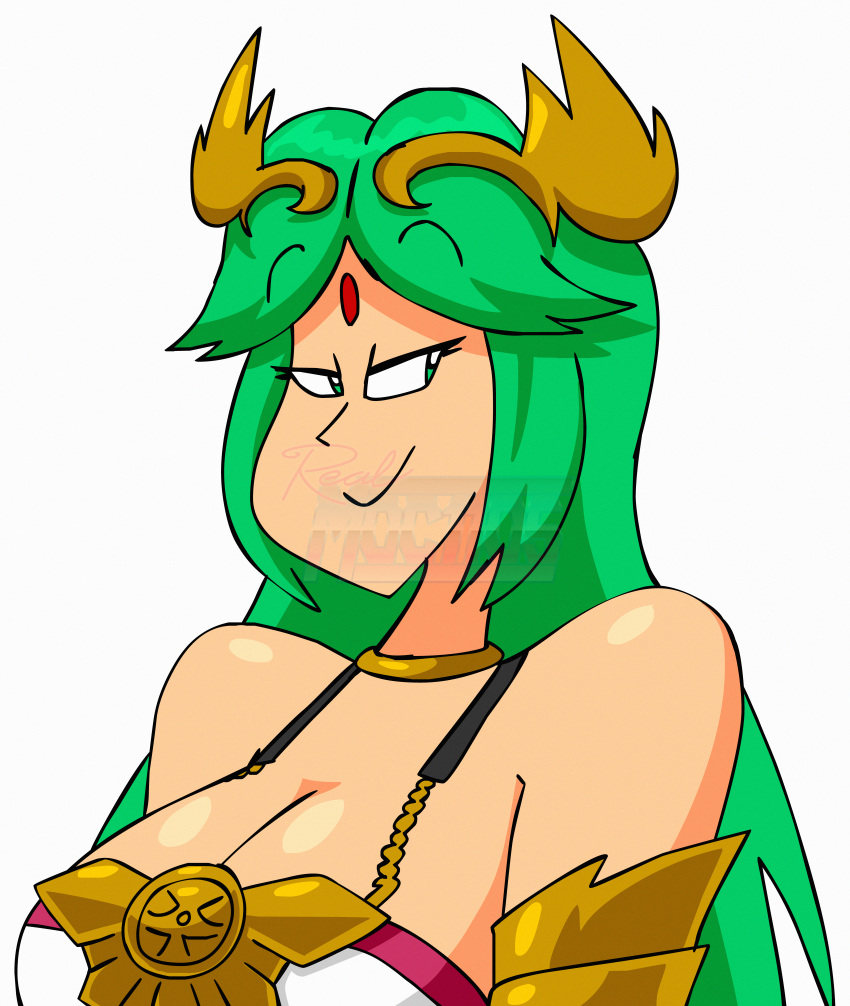 breasts female female_only green_eyes green_hair kid_icarus madoldcrow1105 nintendo palutena solo