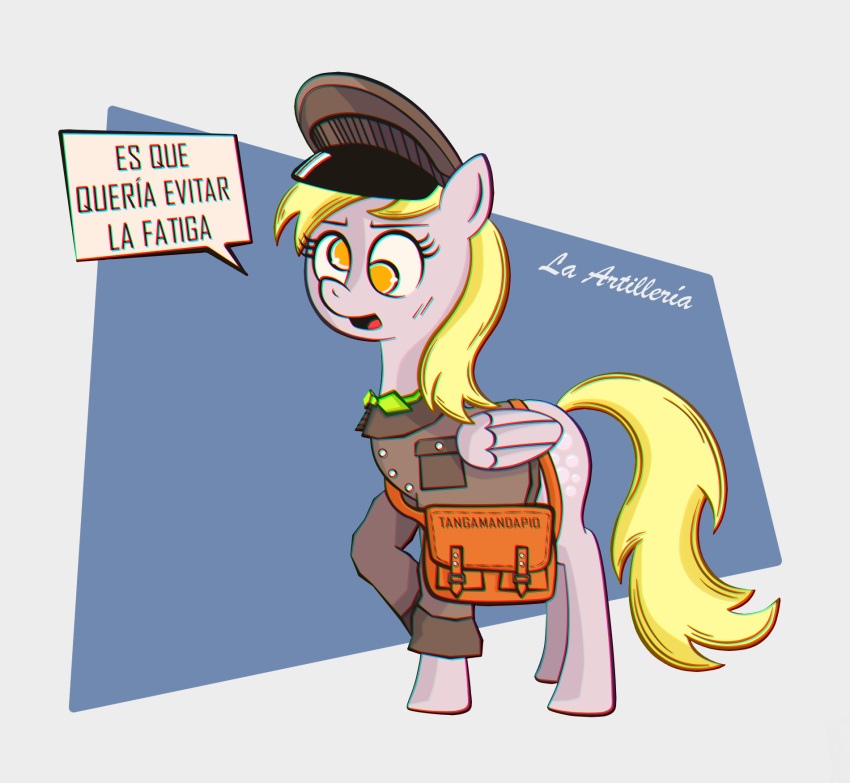 brown_bag chespirito clothing cometarojizo derpy_hooves el_chavo_del_ocho equid equine female friendship_is_magic hasbro hat headgear headwear hi_res horse jaimito_el_cartero mail mammal my_little_pony mythological_creature mythological_equine mythology pegasus pony solo wings