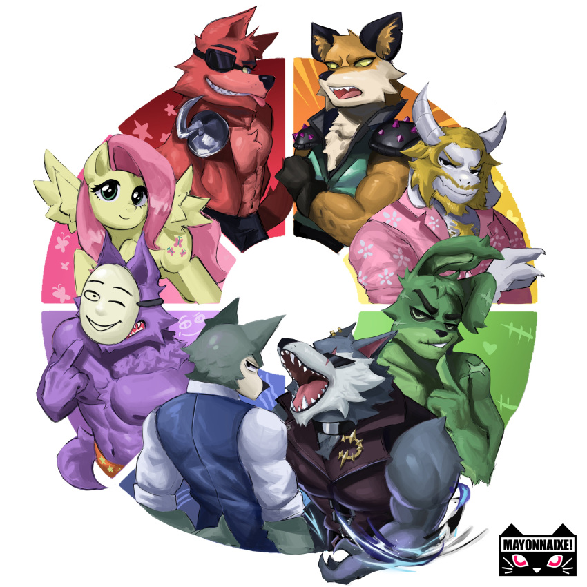 2024 2_horns abs absurd_res anthro barazoku beastars biceps big_muscles biped black_body black_eyes black_fur blue_body blue_fur bovid canid canine canis caprine character_request color_wheel_challenge curved_horn equid equine female feral fluttershy_(mlp) fox friendship_is_magic fur goat green_body green_fur group hasbro hi_res horn horse lagomorph legoshi_(beastars) leporid looking_at_viewer lumii male mammal muscular muscular_anthro muscular_male my_little_pony nude_anthro nude_male orange_body orange_fur pecs pink_body pink_fur purple_body purple_fur quadruped rabbit red_body red_fur white_body white_fur wolf yellow_body yellow_fur