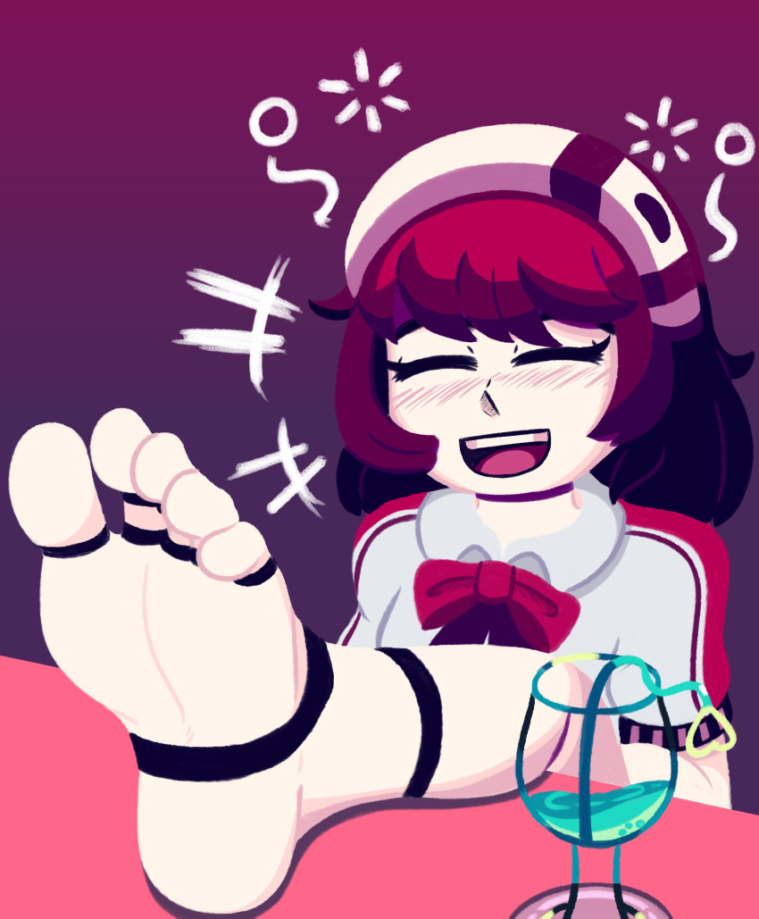 barefoot dorothy_haze feet female foot_focus highres mintytoid robot_girl soles solo va-11_hall-a