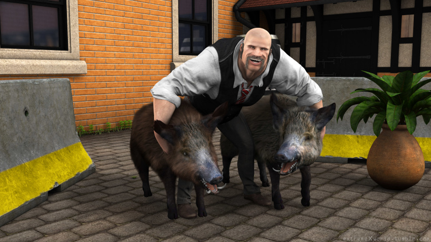 3d_(artwork) alex_(extremexworld) digital_media_(artwork) extremexworld farm feral hair hi_res human male mammal realistic_feral source_filmmaker_(artwork) suid suina sus_(pig) wild_boar