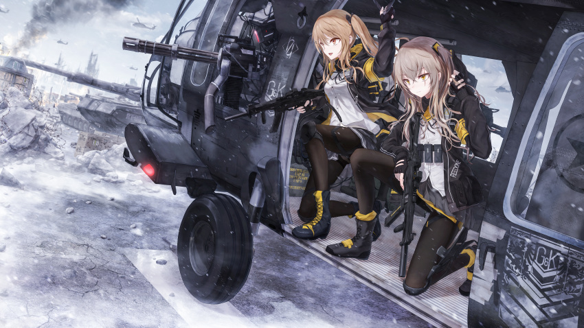 boyogo girls_frontline gun heels pantyhose skirt_lift tagme ump45_(girls_frontline) ump9_(girls_frontline)