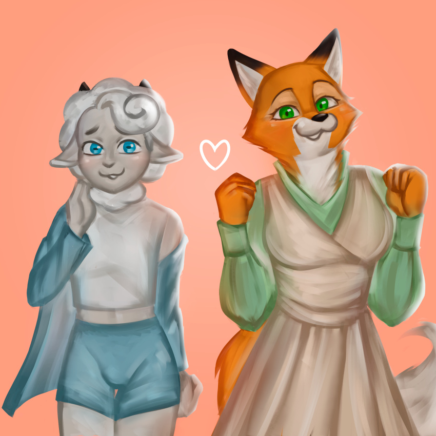 1:1 absurd_res anthro bovid canid canine caprine duo female femboy fox hi_res kettushka male male/female mammal ofeti sheep