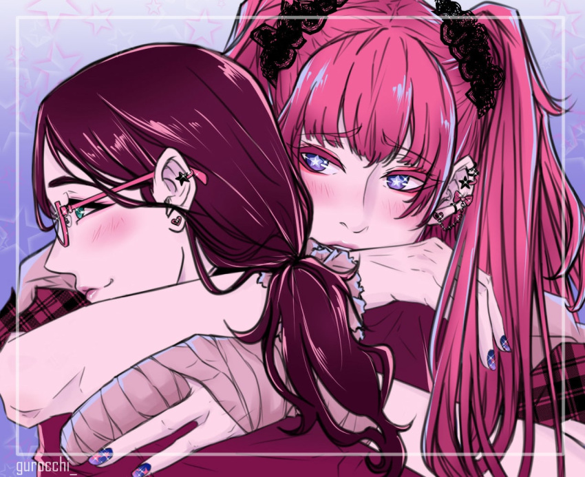 2girls artist_request bad_id bad_tumblr_id kakegurui multiple_girls pink_hair yumemite_yumemi