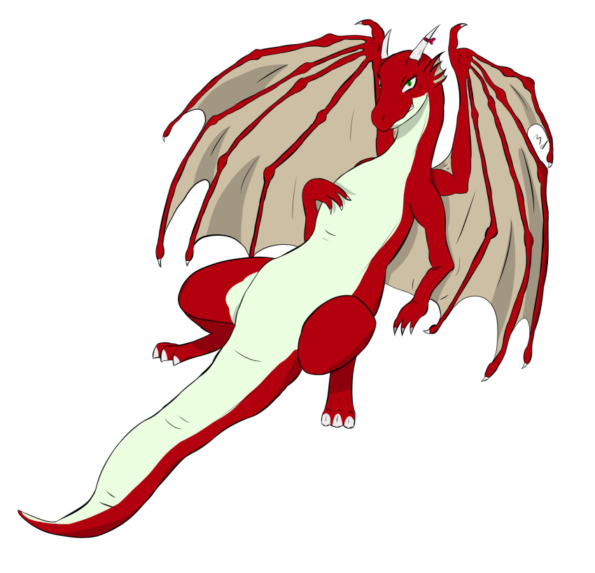 alpha_channel ambiguous_gender claws dragon featureless_crotch feral freya_(youmadsin) green_eyes hi_res horn looking_at_viewer lying mythological_creature mythological_scalie mythology red_body red_skin reptile ribbons scalie smile solo tail wings youmadsin