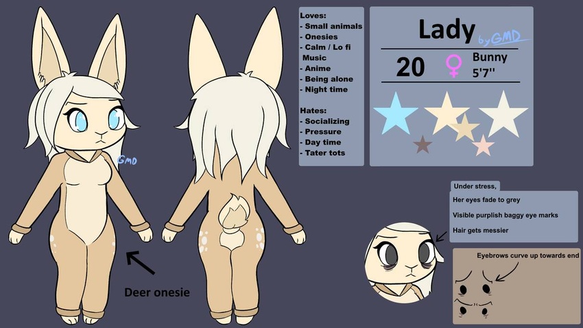 andromorph andromorph/female blue_eyes clothing conditional_dnp female giantmilkdud hair intersex intersex/female lady_(gmd) lagomorph leporid mammal model_sheet onesie rabbit short_hair watermark