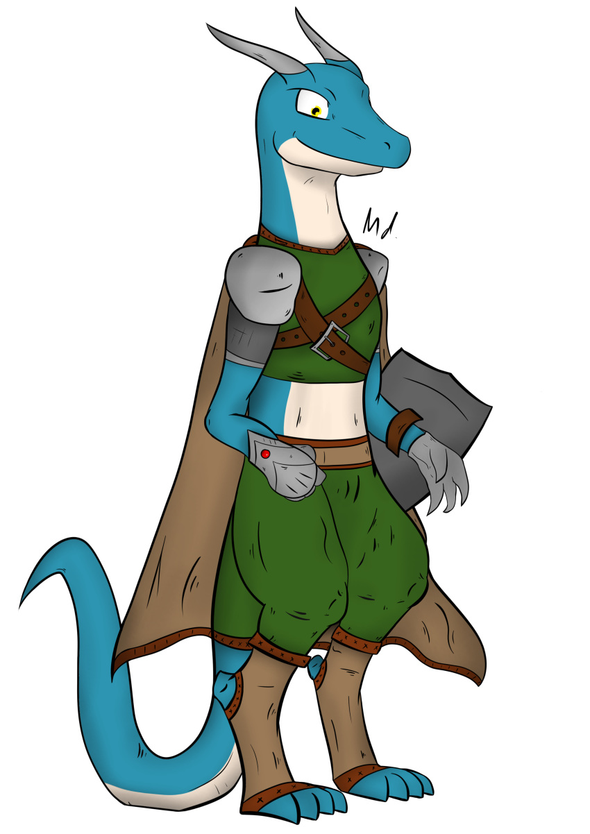 absurd_res alpha_channel anthro belt blue_body blue_skin cape claws clothing dragon hi_res horn male mythological_creature mythological_scalie mythology reptile scalie smile solo tail youmadsin