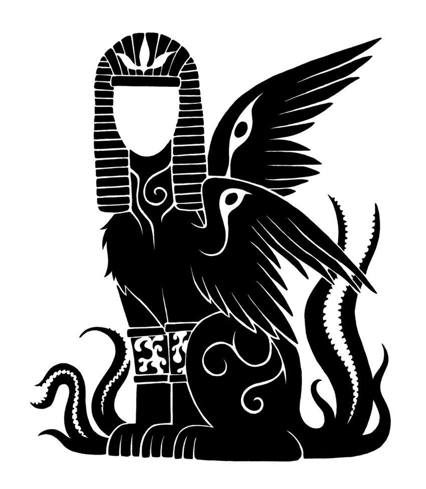 2015 3_mouths 3_toes ambiguous_gender armlet black_and_white chest_tuft cthulhu_mythos deity digital_drawing_(artwork) digital_media_(artwork) eldritch_abomination eldritch_being faceless feathered_wings feathers feet felid feral flame_pattern h.p._lovecraft hi_res leg_markings lovecraftian_(genre) mammal markings monochrome monster multi_mouth mythological_creature mythological_sphinx mythology neck_markings nemes_(clothing) nyarlathotep_(h.p._lovecraft) outer_god_(h.p._lovecraft) paws quadruped restricted_palette silhouette simple_background sitting solo sunnyclockwork tentacle tentacle_mouth toes tuft uraeus white_background wing_eyes wings