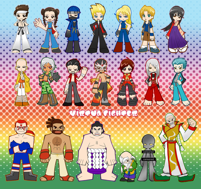 6+boys 6+girls abs absolutely_everyone bad_id bad_pixiv_id bald bar_censor bare_shoulders blonde_hair bodysuit brad_burns censored character_request chinese_clothes dark_skin dougi dural eileen_(virtua_fighter) el_blaze everyone hakama hakama_skirt highres hinogami_goh jacky_bryant japanese_clothes jean_kujo jeffry_mcwild kage-maru lau_chan lei-fei lion_rafale long_hair martial_arts_belt multiple_boys multiple_girls ninja nude old old_man pai_chan panty_&_stocking_with_garterbelt parody ponytail sarah_bryant shaolin_monk shun_di skirt soudou_utsumi style_parody sumo taka-arashi umenokouji_aoi vanessa_lewis virtua_fighter wolf_hawkfield yuki_akira