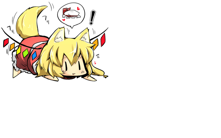 animal_ears arikichi_gen blonde_hair blush chibi flandre_scarlet ponytail tail touhou white wings