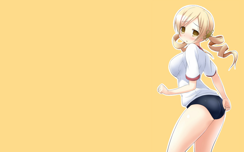 arche.x blonde_hair bloomers blush gym_uniform mahou_shoujo_madoka_magica tomoe_mami yellow_eyes