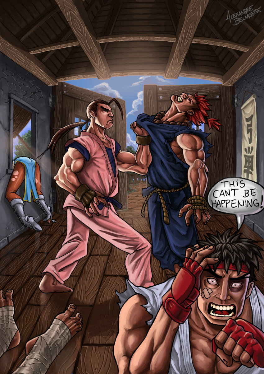 absurdres akuma capcom chun-li gouki hibiki_dan highres ryu ryuu_(street_fighter) sagat street_fighter violence