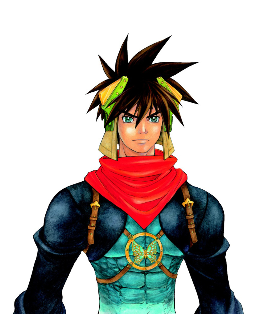 1boy bandana grandia grandia_ii highres kanoe_youshi male_focus official_art photoshop_(medium) ryudo_(grandia) scan solo