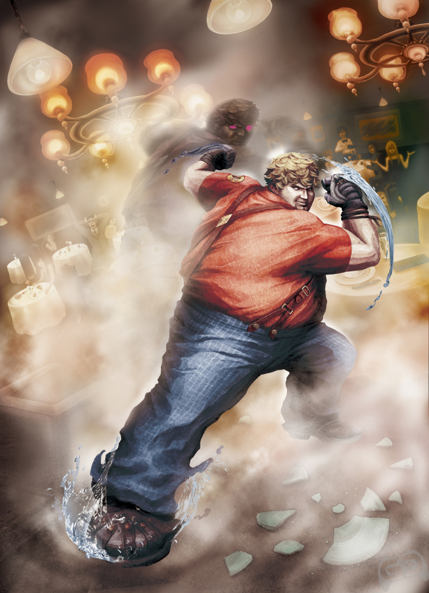 absurdres beard bob_(tekken) denim facial_hair fat fat_man highres jeans official_art pants street_fighter street_fighter_x_tekken suspenders tekken