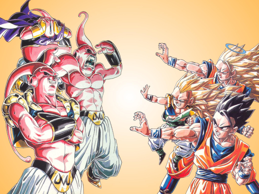 dragon_ball dragon_ball_z epic evil gotenks halo highres majin_buu official_art son_gohan son_goku son_gokuu son_gotenks super_saiyan_3 ultimate_gohan