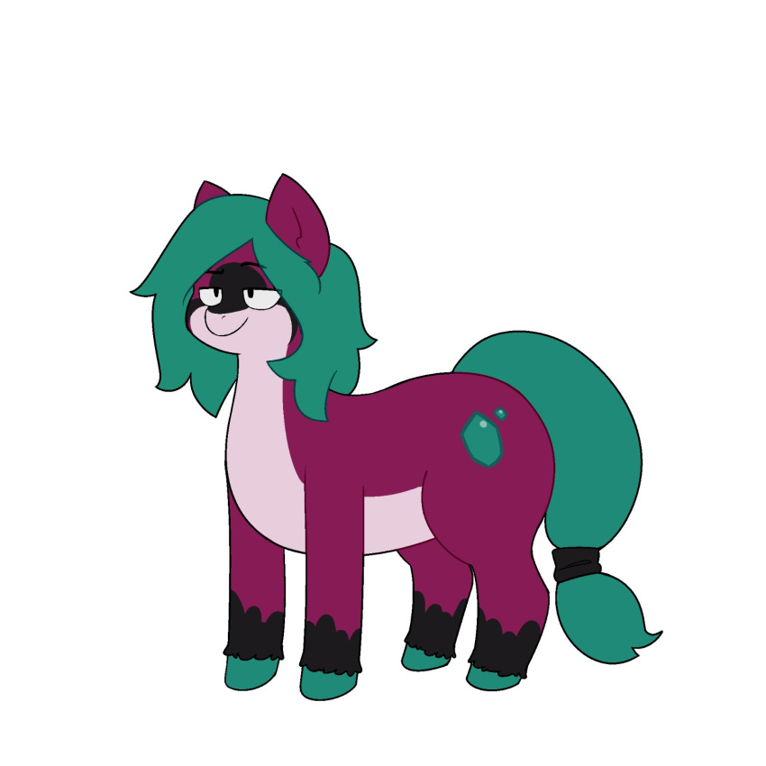 2024 accessory anthro black_body black_eyes black_fur cutie_mark digital_media_(artwork) earth_pony equid equine eyebrows friendship_is_magic fur furgonomics golde green_hair green_mane green_tail hair half-closed_eyes hasbro hi_res horse male mammal mane multicolored_body multicolored_fur my_little_pony narrowed_eyes pony purple_body purple_ears purple_fur purple_nose quadruped raised_eyebrow smile solo tail tail_accessory tailband