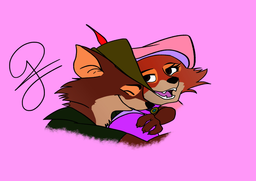 absurd_res anthro closed_eyes disney duo female hi_res hug hugging_another hugging_from_behind love maid_marian male male/female married_couple pinwinito robin_hood robin_hood_(disney) smile smiling_at_another