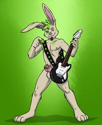 aggrobadger anthro balls casual ear_piercing electric_guitar erection facial_piercing fur furry guitar humanoid_penis lagomorph lip_piercing looking_at_viewer male male_only musical_instrument nude penis piercing rabbit solo uncut rating:Explicit score:1 user:bot