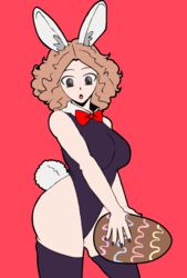  big_breasts big_butt bunny_ears bunny_tail bunnysuit haru_okumura persona_5 shianfdc surprised  rating:questionable score: user:shianfdc