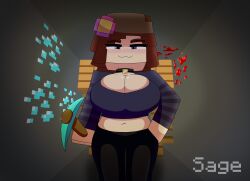  blue_eyes brown_hair clothed collar diamond flower jenny_belle_(slipperyt) minecraft sagetheghost  rating:explicit score: user:bot