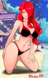  1girls big_breasts blush female parasoul skullgirls swimsuit vicdezart  rating:explicit score: user:bot