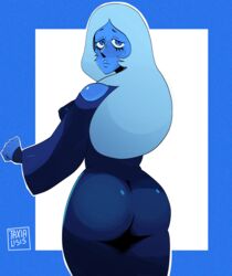  ass big_ass blue_body blue_diamond_(steven_universe) blue_skin cartoon_network diamond_authority from_behind gem_(species) huge_ass steven_universe taxialisis thick_thighs voluptuous white_hair  rating:questionable score: user:water_72838