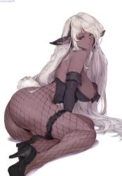 1girls absurd_res artist_name big_ass breasts bunnysuit collar cutesexyrobutts dark-skinned_female dark_skin drow female female_only fishnets hi_res high_heels looking_at_viewer looking_back nipples original original_character revealing_clothes signature simple_background solo source_request thick_thighs very_long_hair white_background white_hair rating:Questionable score:418 user:WatchTheLanguage