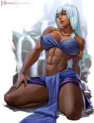 1girls abs alternate_breast_size atlantis:_the_lost_empire big_breasts blue_eyes breasts dark-skinned_female dark_skin disney female fit_female human kasai_x3 kida kneeling large_breasts lejeanx3 loincloth long_hair neckwear solo voluptuous white_hair rating:Explicit score:280 user:TheKindHaremMaster