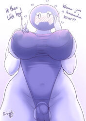 1futa 1girl 1girls anthrofied balls big_breasts blue_body blue_skin blurple_body blurple_skin blush blushing breasts bulge chastity chastity_cage clothed clothing clyde_(discord) dialogue discord_(app) erect_nipples eyelashes female female_focus female_only feminization futa_only futanari huge_breasts looking_at_viewer low-angle_view nipples parkdale partially_clothed purple_body purple_skin site-tan small_penis socialmedia_humanized solo standing text thick_thighs white_body white_eyes white_skin wide_hips rating:Explicit score:267 user:justausername