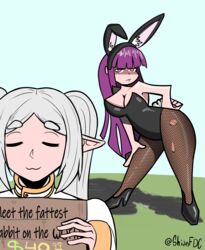  bunny_ears bunnysuit chubby_female fern_(sousou_no_frieren) frieren shianfdc sousou_no_frieren violet_eyes violet_hair white_hair  rating:explicit score: user:shianfdc