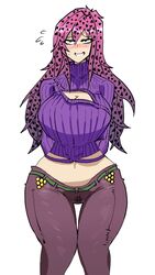 1girls blush boob_window diavolo doppios_sweater green_eyes jojo's_bizarre_adventure looking_pleasured mannungei pink_hair pussy_juice rule_63 smile solo sweater tagme vento_aureo white_background wide_hips rating:Explicit score:95 user:DickGuy8719