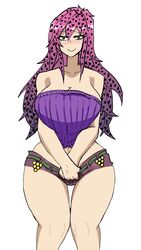 1girls blush booty_shorts diavolo doppios_sweater green_eyes jojo's_bizarre_adventure looking_at_viewer mannungei pink_hair rule_63 smile solo sweater tagme vento_aureo wide_hips rating:Explicit score:63 user:DickGuy8719