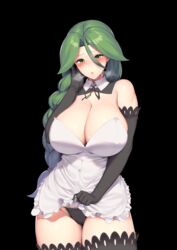 1girls alternate_costume blush breasts cheryl_(pokemon) curvaceous curvy curvy_figure embarrassed feet_out_of_frame female female_only game_freak hakai_shin hi_res high_resolution huge_breasts human long_hair looking_at_viewer maid maid_apron maid_uniform mature_female nintendo pokemon pokemon_dppt pubic_hair standing stockings thick_thighs voluptuous rating:Questionable score:191 user:Azureknight95