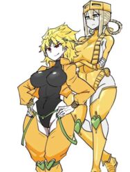 2girls big_breasts blonde_hair dio_brando female female_focus female_only fully_clothed genderswap_(mtf) jojo's_bizarre_adventure leotard mannungei rule_63 stand_(jjba) stardust_crusaders the_world thick_thighs rating:Explicit score:180 user:Wahoosolini