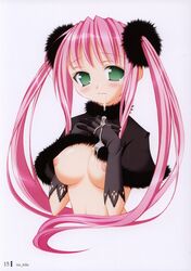  breasts cum gloves green_eyes highres long_hair no_title oshaban pink_hair sasahiro tied_hair twintails  rating:explicit score: user:bot