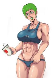 1girls abs alternate_version_available biceps big_breasts blue_thong breasts busty curvy dorkbum eye_contact female female_focus female_only foo_fighters green_eyes green_hair green_lips green_lipstick holding_container holding_object jojo's_bizarre_adventure large_breasts light-skinned_female light_skin lipstick looking_at_viewer muscular muscular_female pov_eye_contact ripped_clothing short_hair simple_background solo solo_female solo_focus sports_bra stone_ocean sweat sweatdrop sweatdrops sweating sweaty tagme thick_thighs thighs thong toned toned_female torn_clothes torn_clothing torn_topwear voluptuous white_background workout_clothes rating:Questionable score:59 user:InstantNoodulz