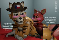 absurd_res absurdres anal anal_juice animatronic animatronics anus_juice anus_lick anus_peek bed bedroom blender blender_(software) brown_anus brown_tail cowboy_hat english english_text fazbear_fanverse fazbear_frights five_nights_at_freddy's fivenightsatfreddys fnaf foxy_(fnaf) furry furry_only gay gay_anal gay_sex george george_(jolly) george_(jolly4) george_goodtime(jolly) george_nudity georgenudes georgenudity gloves high_resolution highres jolly licking_anus licking_ass lonner_(artist) non-human nude nude_male nudity nudity_goodtime orange_eyes orange_hair orange_legs orange_tail red_ears red_fur red_tail rendered room scout_b(artist) texan texas_flag tiger tiger_stripes yellow_eyes rating:Explicit score:9 user:Scout_B