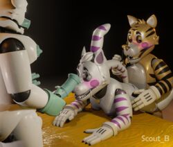 1boy 2girls 3d 3d_(artwork) absurd_res absurdres animatronics anthro anthro_penetrating big_balls big_breasts big_penis blender blender_(software) blue_penis blush bondee's bondee's_barnyard bovine breasts cattle closed_eyes cock_sucking doggy doggy_style domestic_cat drooling eyebrows fazbear_fanverse fazbear_frights five_nights_at_freddy's futa_on_female futanari george_(jolly) george_(jolly4) george_goodtime(jolly) gloves high_resolution highres horsecock jolly jolly_(game) jolly_4 kou_the_cow(bondee's) licking_penis lonner_(artist) maxie_(jolly) maxie_(jolly4) maxie_goodtime(jolly) maxienudes muzzle naked necklace neckwear no_clothes no_clothing no_panties nude nude_female nude_male nudity nudity_goodtime open_mouth orange_hair orange_tail penetration penis penis_on_face penis_on_head penis_size_difference purple_boobs purple_breasts purple_cheeks rendered scout_b(artist) sex spurting table table_sex tiger tiger_ears tiger_girl tiger_stripes tiger_tail vaginal_insertion vaginal_penetration vaginal_sex white_body white_fur white_hair rating:Explicit score:5 user:Scout_B