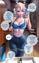 2d disney elsa_(frozen) english_text frozen_(film) gym_uniform jack_frost jelsa medium_breasts sakimichan white_hair rating:Questionable score:376 user:chiefbasement