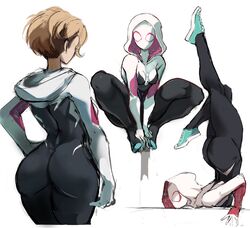 1girls ass asymmetrical_hair blonde_hair female female_only fully_clothed gwen_stacy hi_res marvel marvel_comics masked_female rakeemspoon short_hair small_breasts solo spider-gwen spider-man:_into_the_spider-verse spider-man_(series) thighs white_background rating:Safe score:346 user:WatchTheLanguage