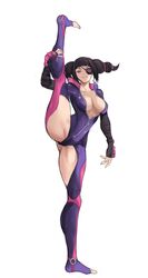 1girls black_hair bodysuit breasts capcom eyepatch female_only hips juri_han large_breasts looking_at_viewer medium_hair naughty_face purple_body rakeemspoon slim_waist standing_split street_fighter thick_thighs thighs wide_hips rating:Explicit score:99 user:TwistyTurnip