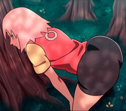 1female 1girl 1girls animated ass ass_focus ass_shake big_ass big_butt black_shorts blush bubble_butt d-art day daytime elbow feet_out_of_frame female_focus female_only forest forest_background gif grass green_eyes green_grass hand_on_knee haruno_sakura jiggle jiggling_ass leaves leaves_on_ground looking_back naruto naruto_(series) naruto_shippuden pink_hair red_shirt sakura_haruno shaking_ass shaking_butt shoulder_length_hair smile smiling solo standing sunlight sunrays tagme thighs tree trees rating:Questionable score:400 user:Aklabikc