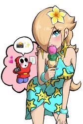 1girls bending_forward bending_over bent_over big_breasts blonde_hair blue_eyes blush camera candid cute female flower_in_hair hair_over_one_eye ice_cream mario_(series) mario_kart mario_kart_tour nintendo photo_(object) princess_rosalina shy_guy star_earrings suggestive_pose swimsuit yamino_ekakinin rating:Questionable score:50 user:Toalbooth_