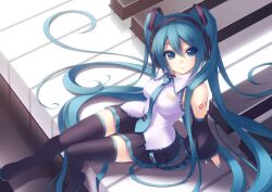  aqua_eyes aqua_hair black_skirt black_thighhighs boots breasts commentary_request detached_sleeves female garuku hatsune_miku instrument legs long_hair long_legs looking_up medium_breasts mini_person minigirl miniskirt nail_polish navel partial_commentary photoshop_(medium) piano piano_keys pleated_skirt sitting skirt solo tattoo thigh_boots thighhighs thighs twintails very_long_hair vocaloid zettai_ryouiki 