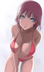  bikini blue_eyes breasts cleavage female large_breasts original pink_hair short_hair solo swimsuit tea_(nakenashi) wet 